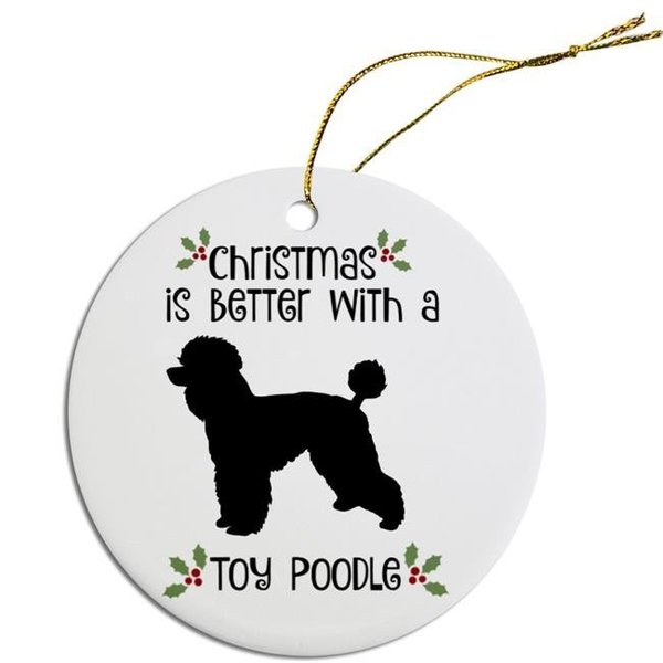 Mirage Pet Mirage Pet ORN-R-B74 Breed Specific Round Christmas Ornament - Toy Poodle ORN-R-B74